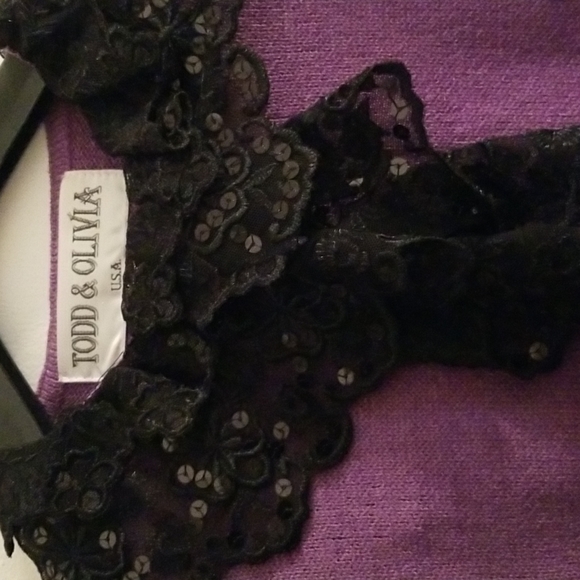 New Todd & Olivia USA Knit Sweater Suit Lace Vintage Brand Church Set Wool Poly - Picture 6 of 14